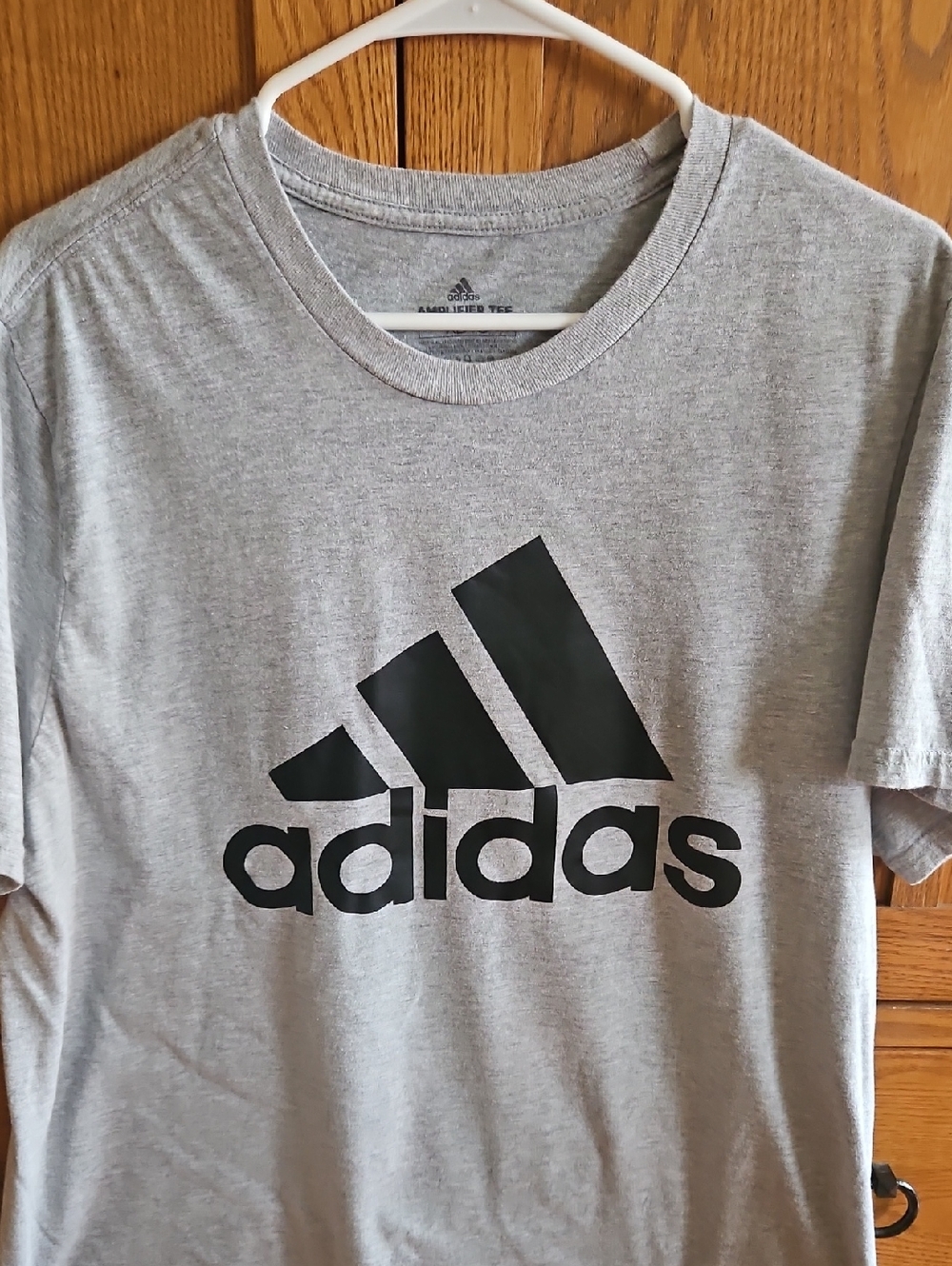 Adidas Men's Light Gray Short Sleeve Tee with Black Logo